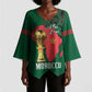 Morocco Football Custom Kimono Sleeve Blouse Atlas Lions Champions African Green Islamic Pattern