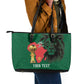 Morocco Football Custom Leather Tote Bag Atlas Lions Champions African Green Islamic Pattern