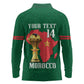 Morocco Football Custom Long Sleeve Polo Shirt Atlas Lions Champions African Green Islamic Pattern