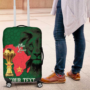 Morocco Football Custom Luggage Cover Atlas Lions Champions African Green Islamic Pattern