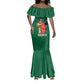 Morocco Football Custom Mermaid Dress Atlas Lions Champions African Green Islamic Pattern