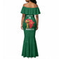 Morocco Football Custom Mermaid Dress Atlas Lions Champions African Green Islamic Pattern