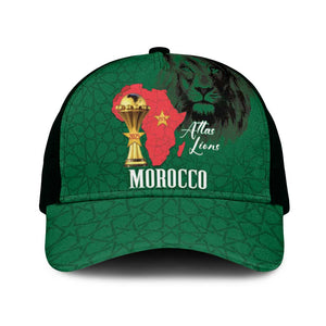 Morocco Football Mesh Trucker Cap Atlas Lions Champions African Green Islamic Pattern