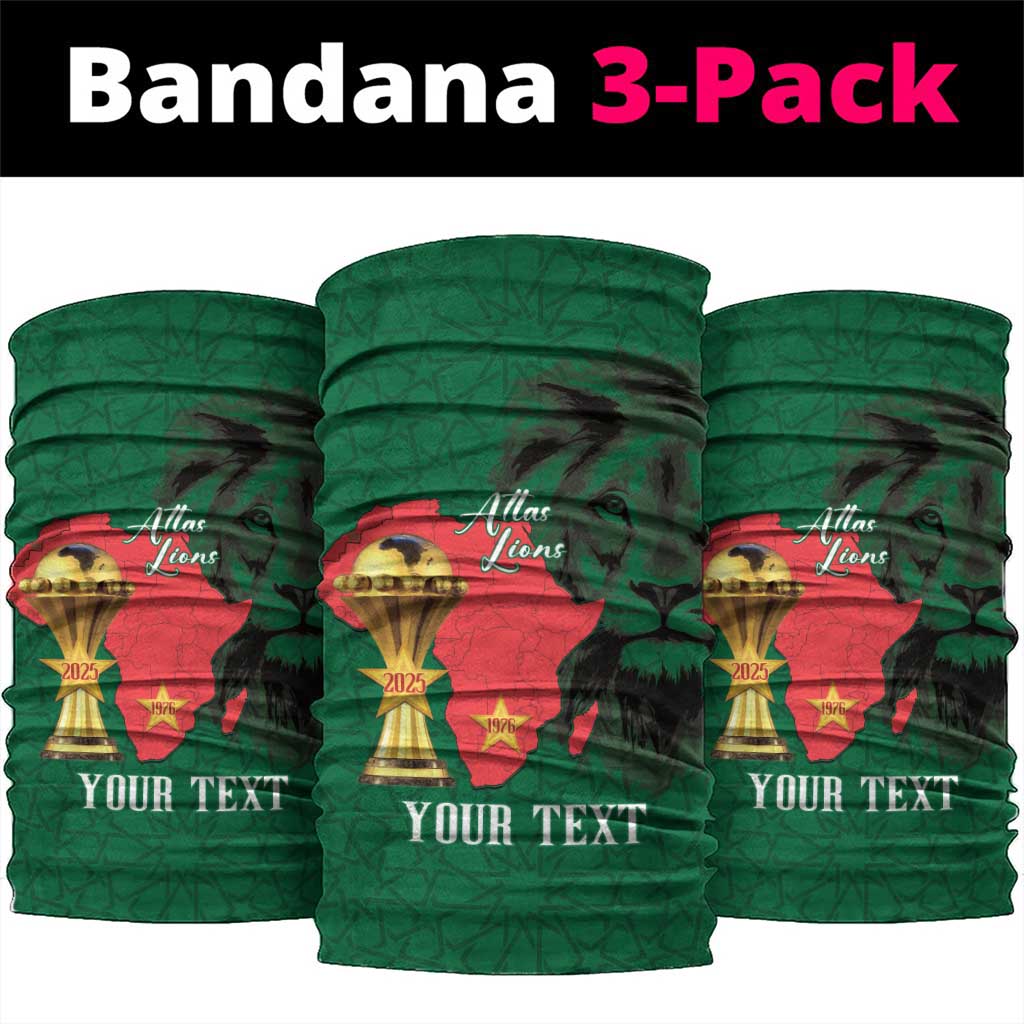 Morocco Football Custom Neck Gaiter Atlas Lions Champions African Green Islamic Pattern