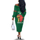 Morocco Football Custom Off The Shoulder Long Sleeve Dress Atlas Lions Champions African Green Islamic Pattern