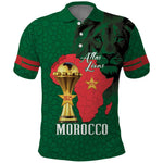 Morocco Football Custom Polo Shirt Atlas Lions Champions African Green Islamic Pattern