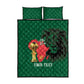 Morocco Football Custom Quilt Bed Set Atlas Lions Champions African Green Islamic Pattern