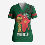 Morocco Football Custom Scrub Top Atlas Lions Champions African Green Islamic Pattern