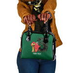 Morocco Football Custom Shoulder Handbag Atlas Lions Champions African Green Islamic Pattern