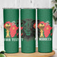Morocco Football Custom Skinny Tumbler Atlas Lions Champions African Green Islamic Pattern