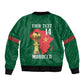 Morocco Football Custom Sleeve Zip Bomber Jacket Atlas Lions Champions African Green Islamic Pattern