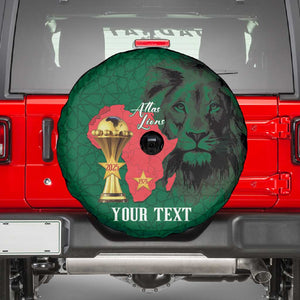 Morocco Football Custom Spare Tire Cover Atlas Lions Champions African Green Islamic Pattern