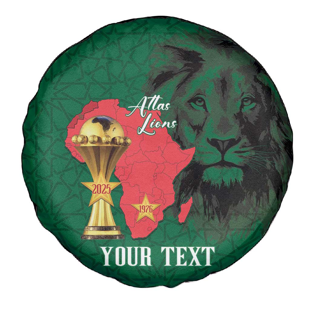 Morocco Football Custom Spare Tire Cover Atlas Lions Champions African Green Islamic Pattern
