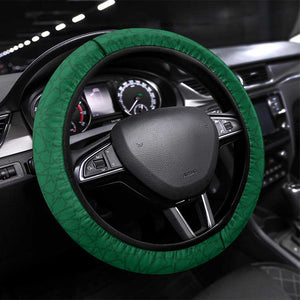 Morocco Football Steering Wheel Cover Atlas Lions Champions African Green Islamic Pattern