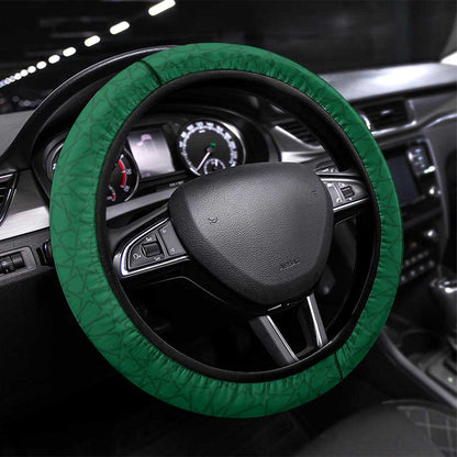Morocco Football Steering Wheel Cover Atlas Lions Champions African Green Islamic Pattern