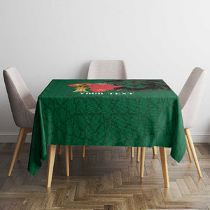 Morocco Football Custom Tablecloth Atlas Lions Champions African Green Islamic Pattern