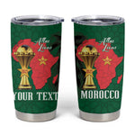 Morocco Football Custom Tumbler Cup Atlas Lions Champions African Green Islamic Pattern
