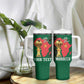 Morocco Football Custom Tumbler With Handle Atlas Lions Champions African Green Islamic Pattern