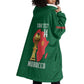 Morocco Football Custom Wearable Blanket Hoodie Atlas Lions Champions African Green Islamic Pattern