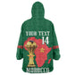 Morocco Football Custom Wearable Blanket Hoodie Atlas Lions Champions African Green Islamic Pattern