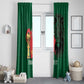 Morocco Football Custom Window Curtain Atlas Lions Champions African Green Islamic Pattern