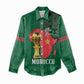Morocco Football Custom Women Casual Shirt Atlas Lions Champions African Green Islamic Pattern