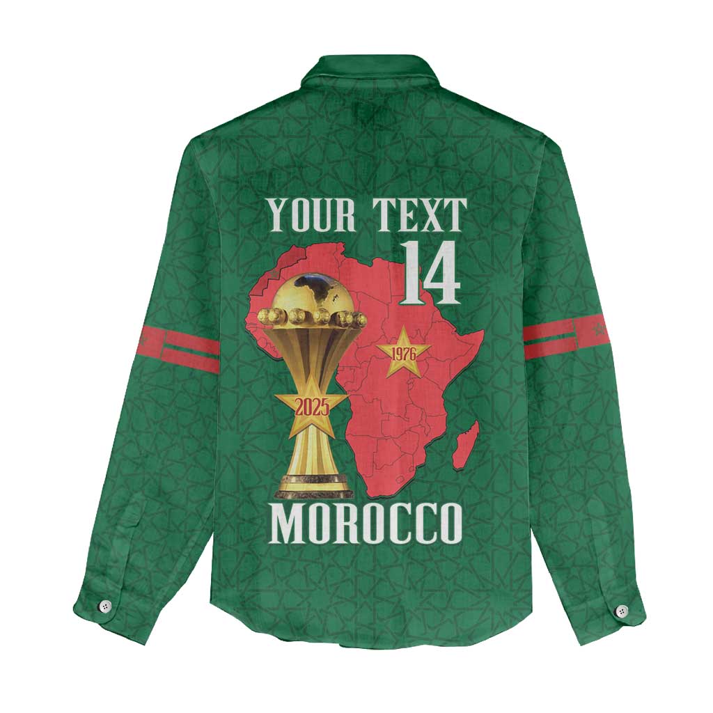 Morocco Football Custom Women Casual Shirt Atlas Lions Champions African Green Islamic Pattern