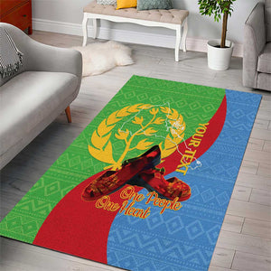 Personalised Eritrea Independence Day Area Rug Shida Shoes Olive Branch African Pattern