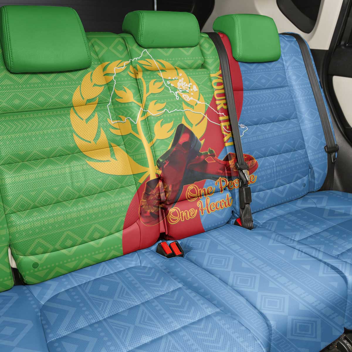 Personalised Eritrea Independence Day Back Car Seat Cover Shida Shoes Olive Branch African Pattern
