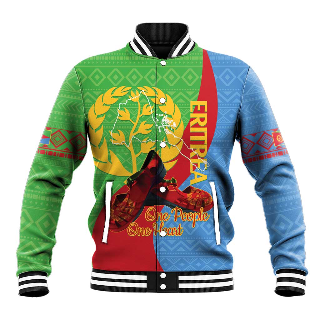 Personalised Eritrea Independence Day Baseball Jacket Shida Shoes Olive Branch African Pattern