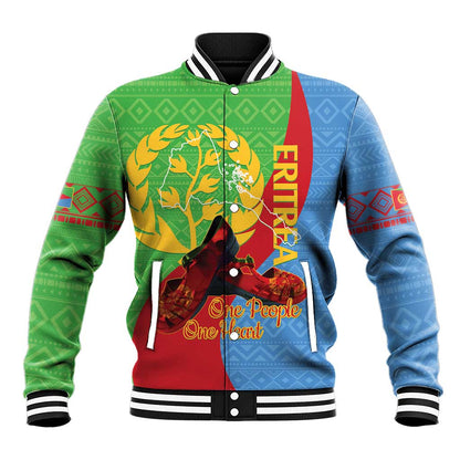 Personalised Eritrea Independence Day Baseball Jacket Shida Shoes Olive Branch African Pattern