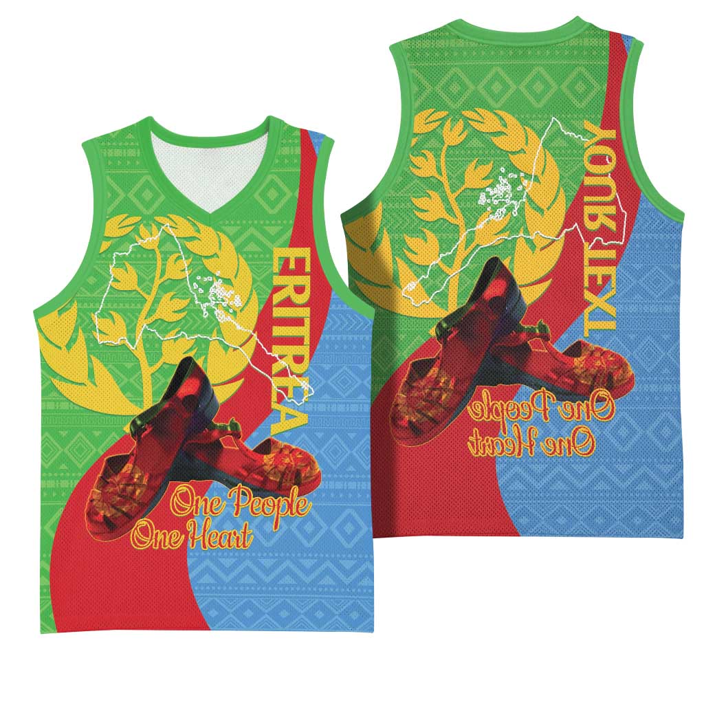 Personalised Eritrea Independence Day Basketball Jersey Shida Shoes Olive Branch African Pattern - African Pride