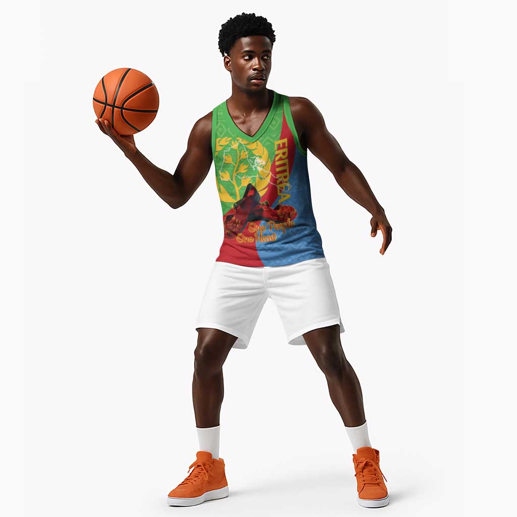 Personalised Eritrea Independence Day Basketball Jersey Shida Shoes Olive Branch African Pattern - African Pride