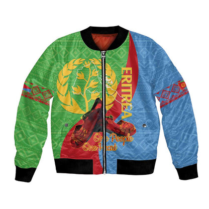 Personalised Eritrea Independence Day Bomber Jacket Shida Shoes Olive Branch African Pattern