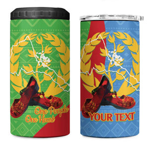 Personalised Eritrea Independence Day 4 in 1 Can Cooler Tumbler Shida Shoes Olive Branch African Pattern