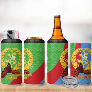 Personalised Eritrea Independence Day 4 in 1 Can Cooler Tumbler Shida Shoes Olive Branch African Pattern