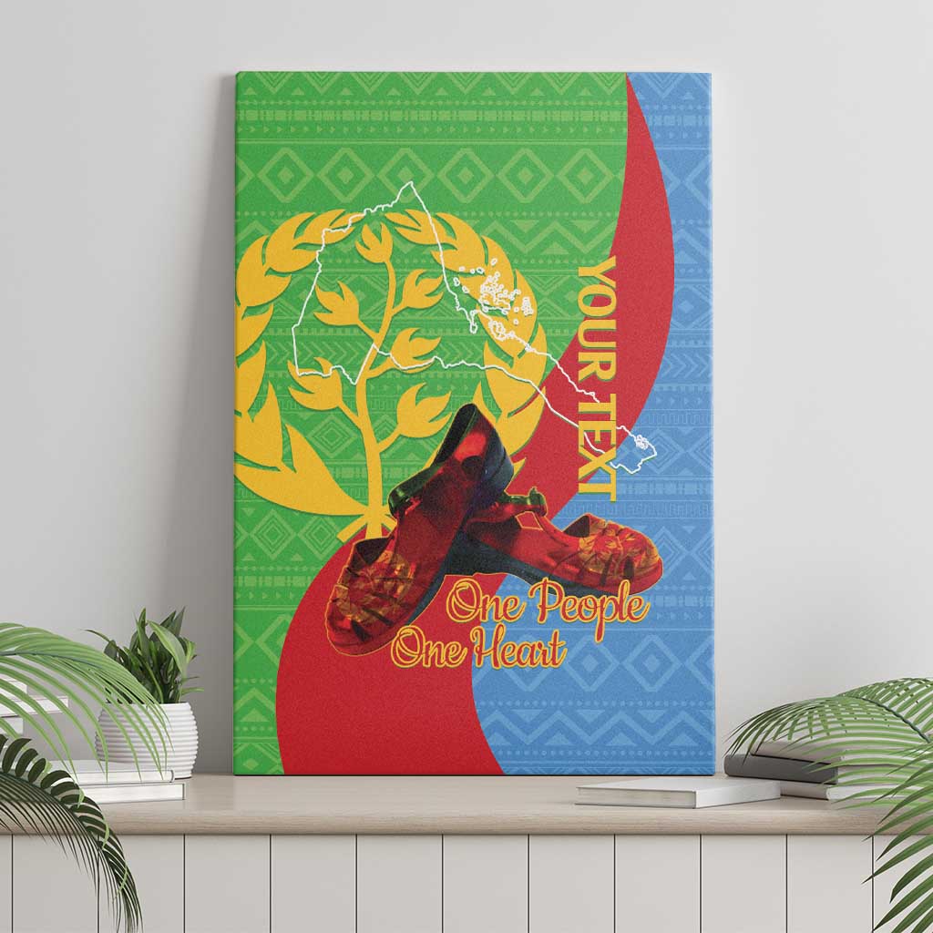 Personalised Eritrea Independence Day Canvas Wall Art Shida Shoes Olive Branch African Pattern
