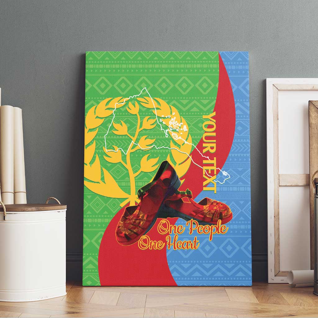 Personalised Eritrea Independence Day Canvas Wall Art Shida Shoes Olive Branch African Pattern