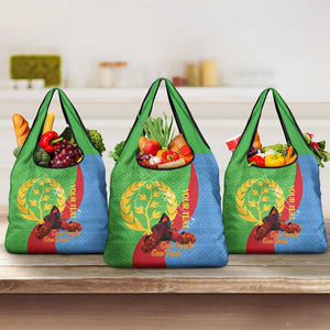 Personalised Eritrea Independence Day Grocery Bag Shida Shoes Olive Branch African Pattern