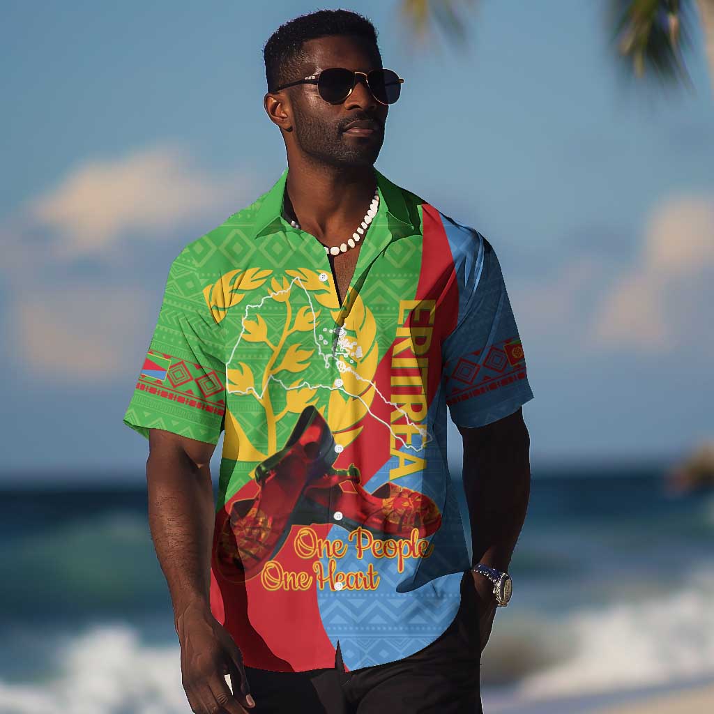 Personalised Eritrea Independence Day Hawaiian Shirt Shida Shoes Olive Branch African Pattern
