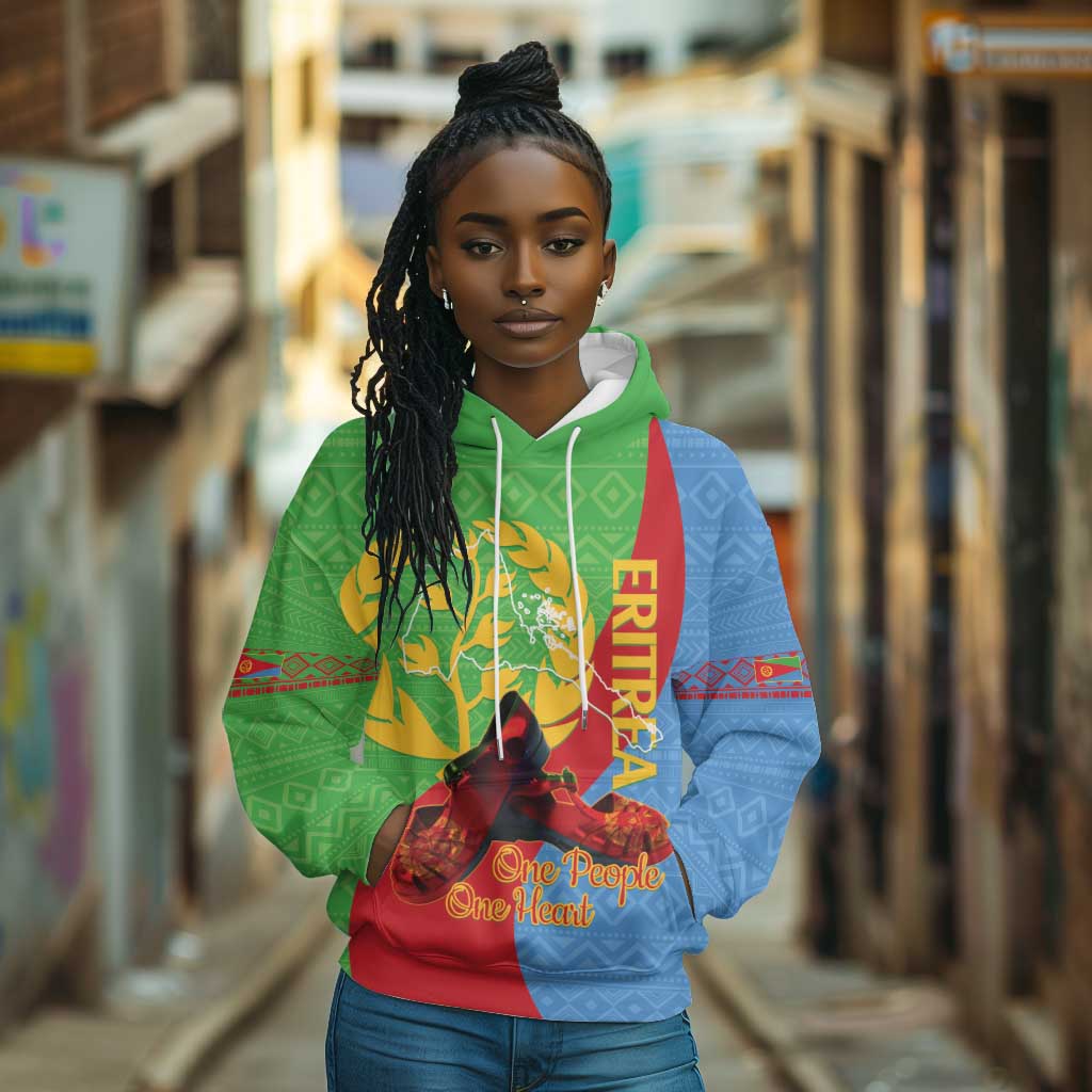 Personalised Eritrea Independence Day Hoodie Shida Shoes Olive Branch African Pattern