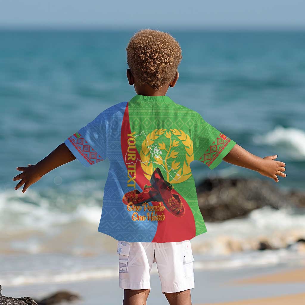 Personalised Eritrea Independence Day Kid Hawaiian Shirt Shida Shoes Olive Branch African Pattern