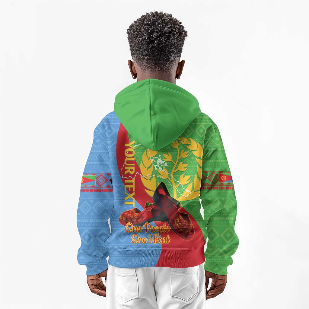 Personalised Eritrea Independence Day Kid Hoodie Shida Shoes Olive Branch African Pattern