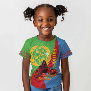 Personalised Eritrea Independence Day Kid T shirt Shida Shoes Olive Branch African Pattern