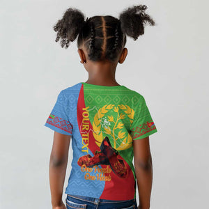 Personalised Eritrea Independence Day Kid T shirt Shida Shoes Olive Branch African Pattern