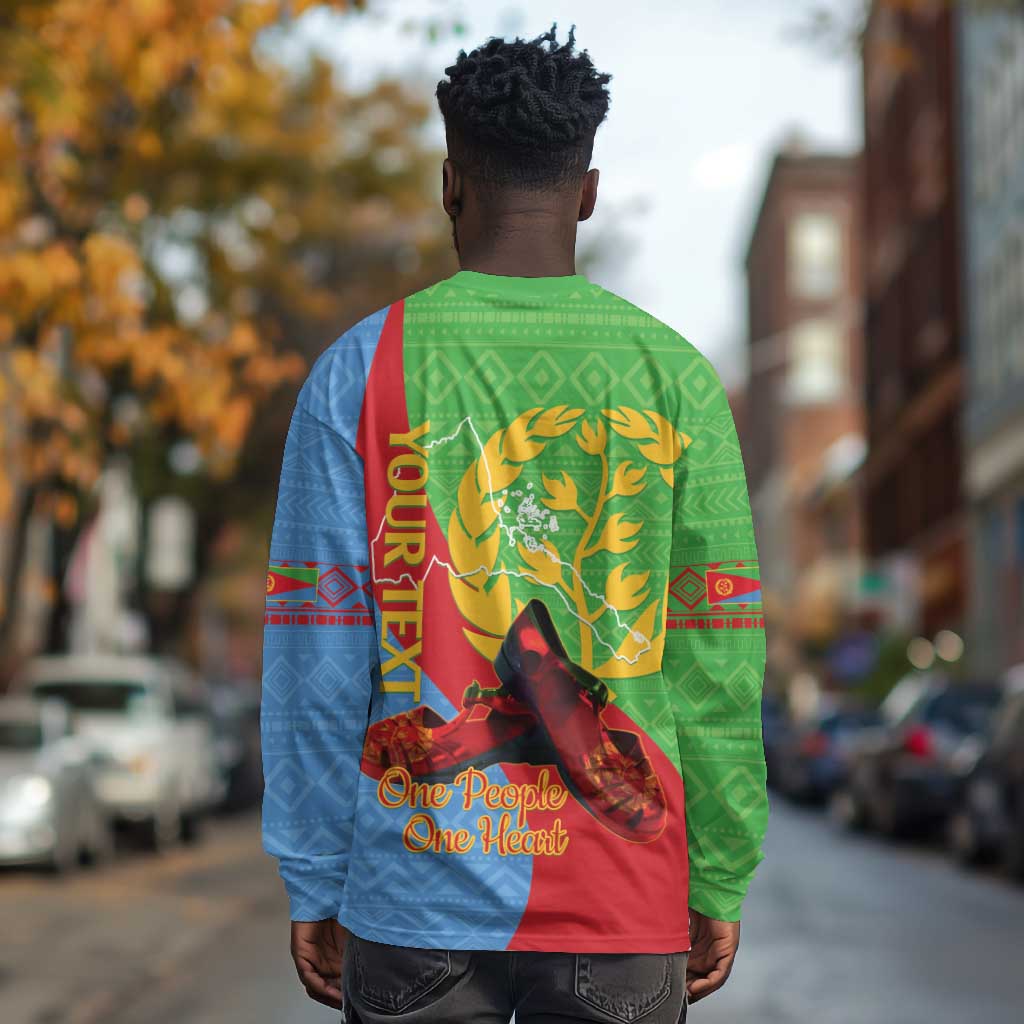 Personalised Eritrea Independence Day Long Sleeve Shirt Shida Shoes Olive Branch African Pattern