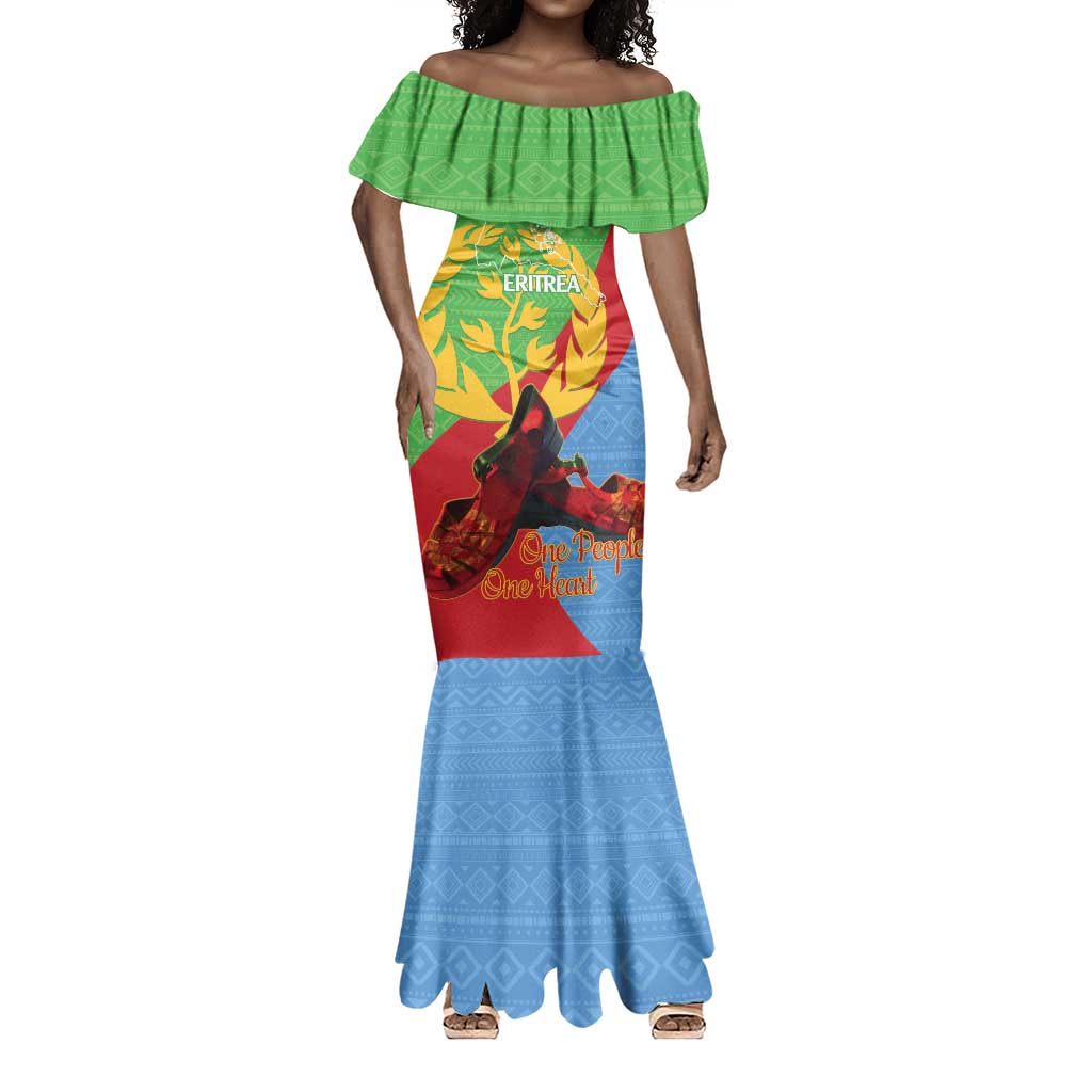 Personalised Eritrea Independence Day Mermaid Dress Shida Shoes Olive Branch African Pattern