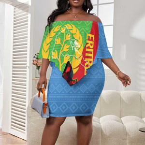 Personalised Eritrea Independence Day Off Shoulder Short Dress Shida Shoes Olive Branch African Pattern