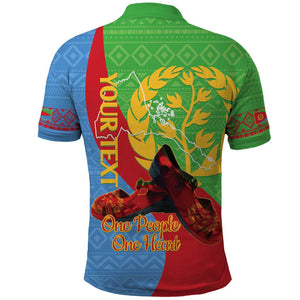 Personalised Eritrea Independence Day Polo Shirt Shida Shoes Olive Branch African Pattern
