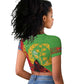Personalised Eritrea Independence Day Raglan Cropped T shirt Shida Shoes Olive Branch African Pattern